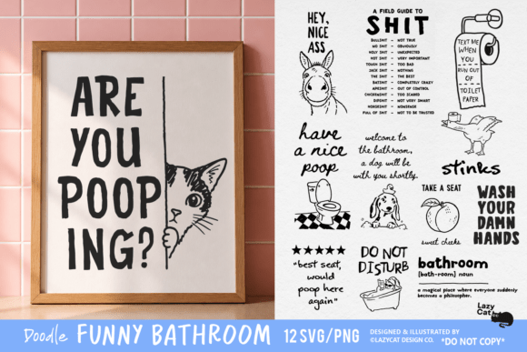 Download Funny Bathroom Doodle SVG PNG Bundle - Png bundle Collection