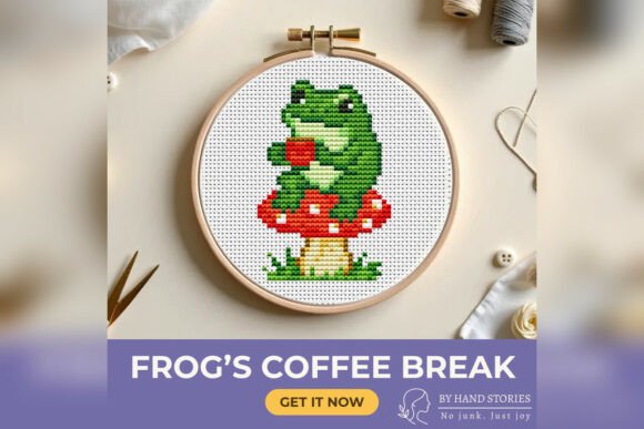 Download Frog's Coffee Break Cross Stitch Pattern - Pattern Collection
