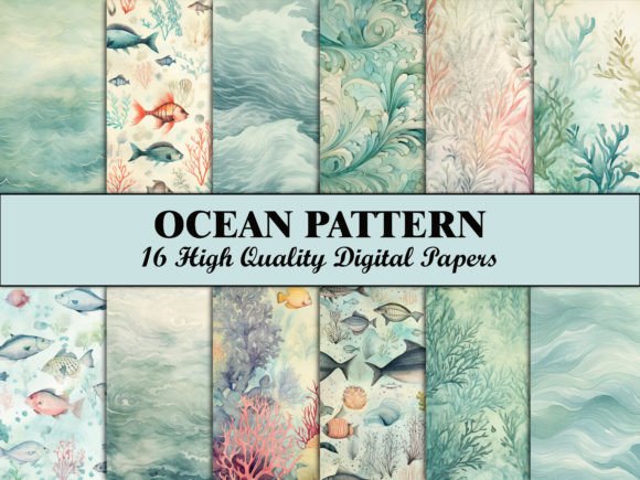 Download Sea Scrapbook Paper Blue Ocean Pattern - Pattern Collection