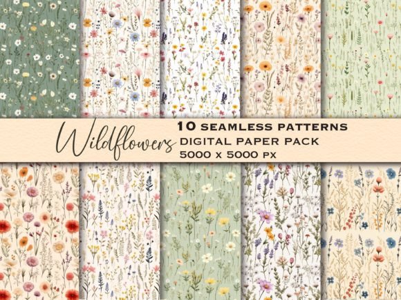 Download Wildflowers Seamless Pattern Floral Set - Pattern Collection