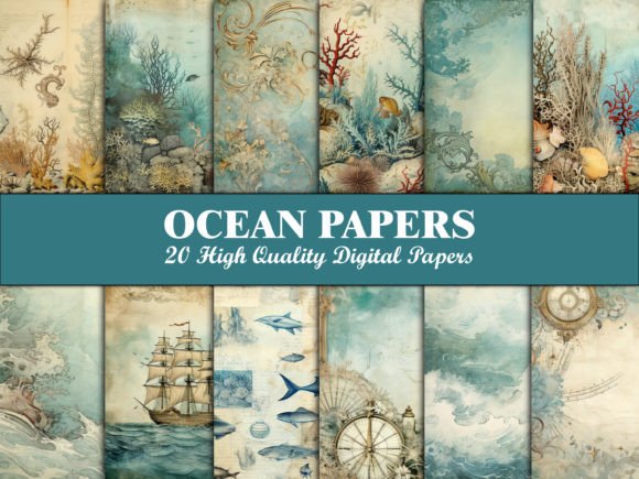 Download Sea Scrapbook Paper Blue Ocean Pattern - Pattern Collection