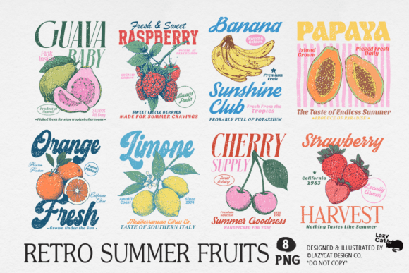 Download Retro Summer Fruits PNG Bundle - Png bundle Collection