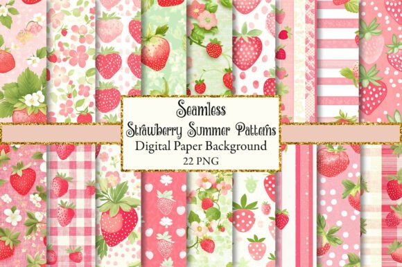 Download Strawberry Summer Seamless Patterns - Pattern Collection