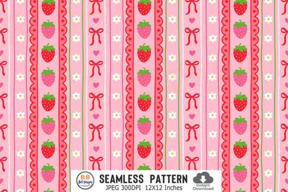 Download Coquette Strawberry Pattern Floral Paper - Pattern Collection