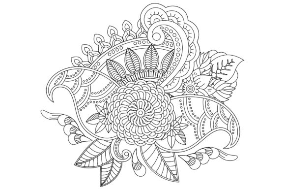 Download Outline Flower Pattern in Mehndi Style - Pattern Collection