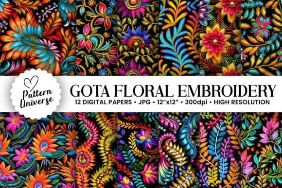Download Gota Embroidery Pattern Digital Papers - Pattern Collection
